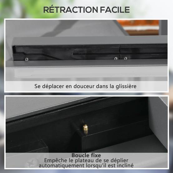 Table Extensible de Jardin Grande Taille dim. dépliées 160 x 80 x 75 cm Aluminium Plateau Verre trempé transparent - Image 7