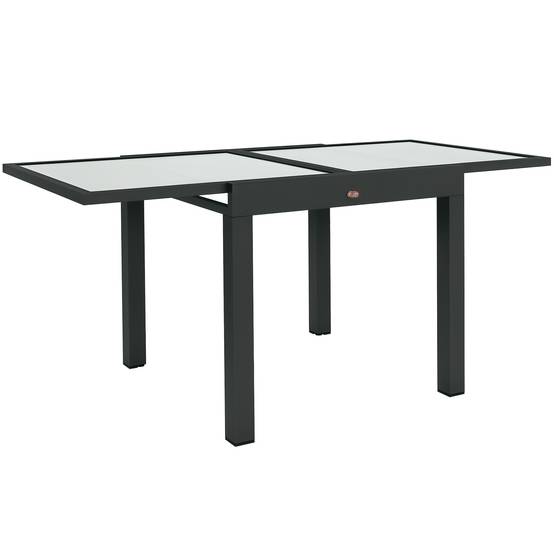 Table Extensible de Jardin Grande Taille dim. dépliées 160 x 80 x 75 cm Aluminium Plateau Verre trempé transparent - Image 1