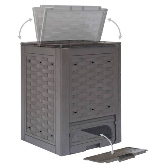 ComfortXL - Composteur de jardin 300L plastique aspect rotin pour balcon terrasse Marron – ComfortXL Outdoor Living - Image 4