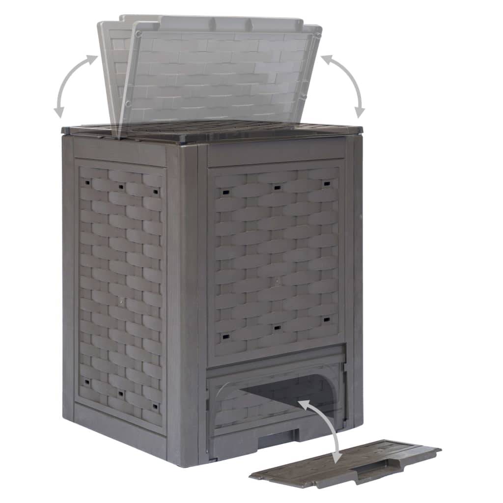 ComfortXL - Composteur de jardin 300L plastique aspect rotin pour balcon terrasse Marron – ComfortXL Outdoor Living - Image 4