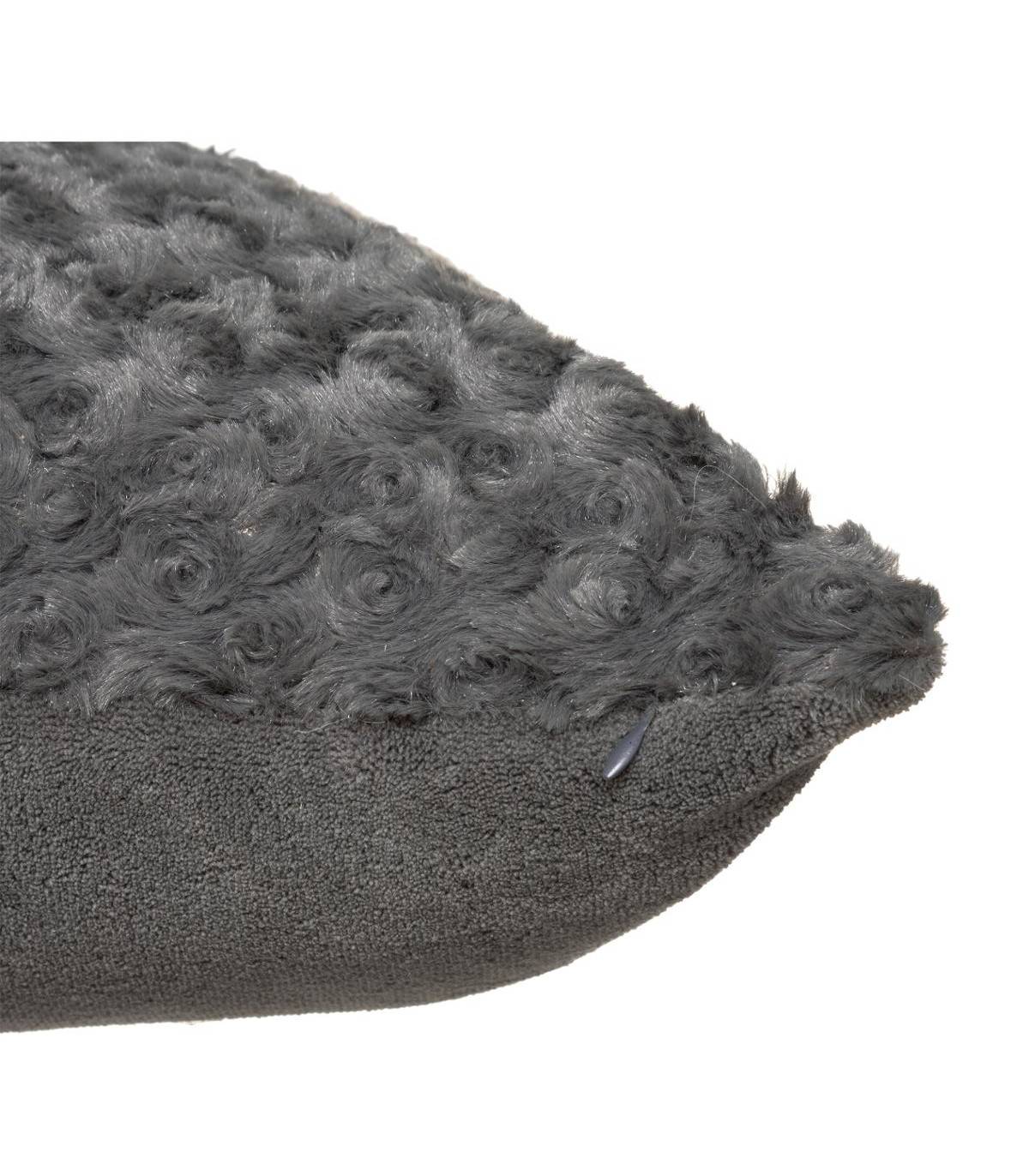 Coussin déhoussable en Fourrure Bouclée Gris Ardoise 45 x 45 cm - Image 2
