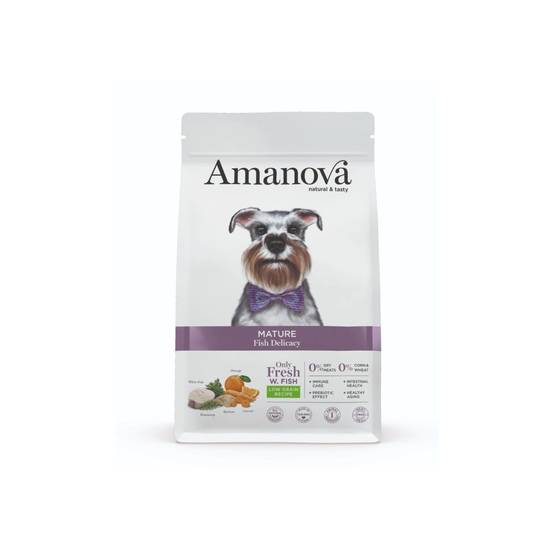 Croquettes chien senior Mini Amanova poisson blanc low grain 2kg