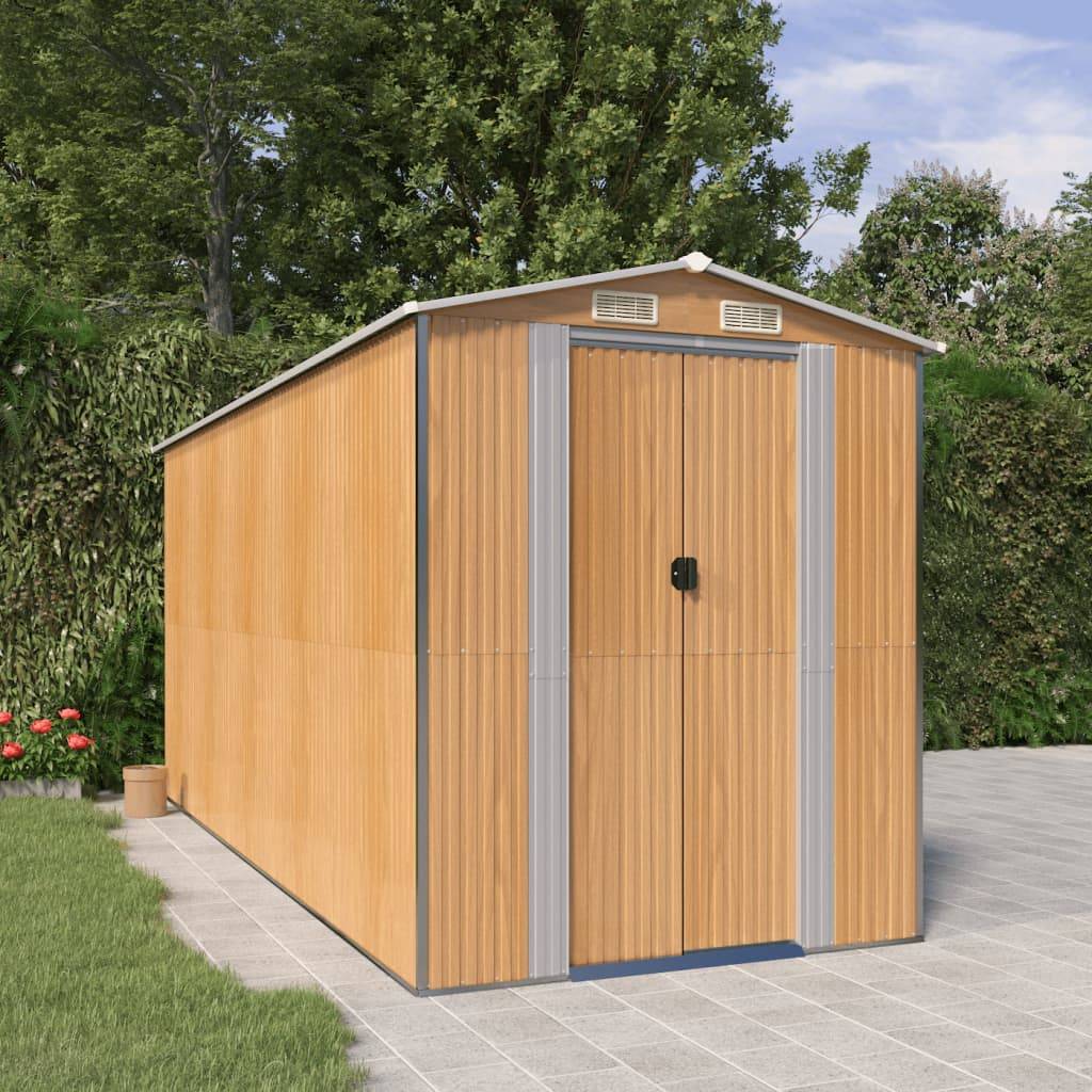 Vidaxl - Abri de jardin Marron clair 192x440x223 cm Acier galvanisé 8.4m² vidaXL 3147474 - Image 1