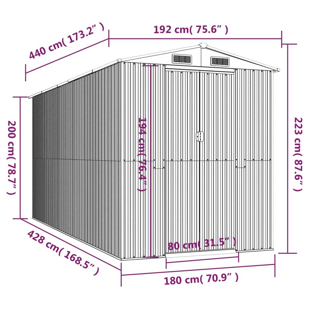 Vidaxl - Abri de jardin Marron clair 192x440x223 cm Acier galvanisé 8.4m² vidaXL 3147474 - Image 3