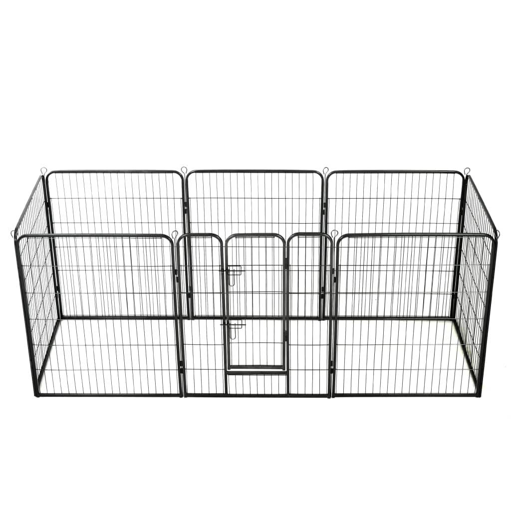 Helloshop26 - Parc pour chiens chiots animaux 8 panneaux acier 80 x 100 cm noir - Image 2