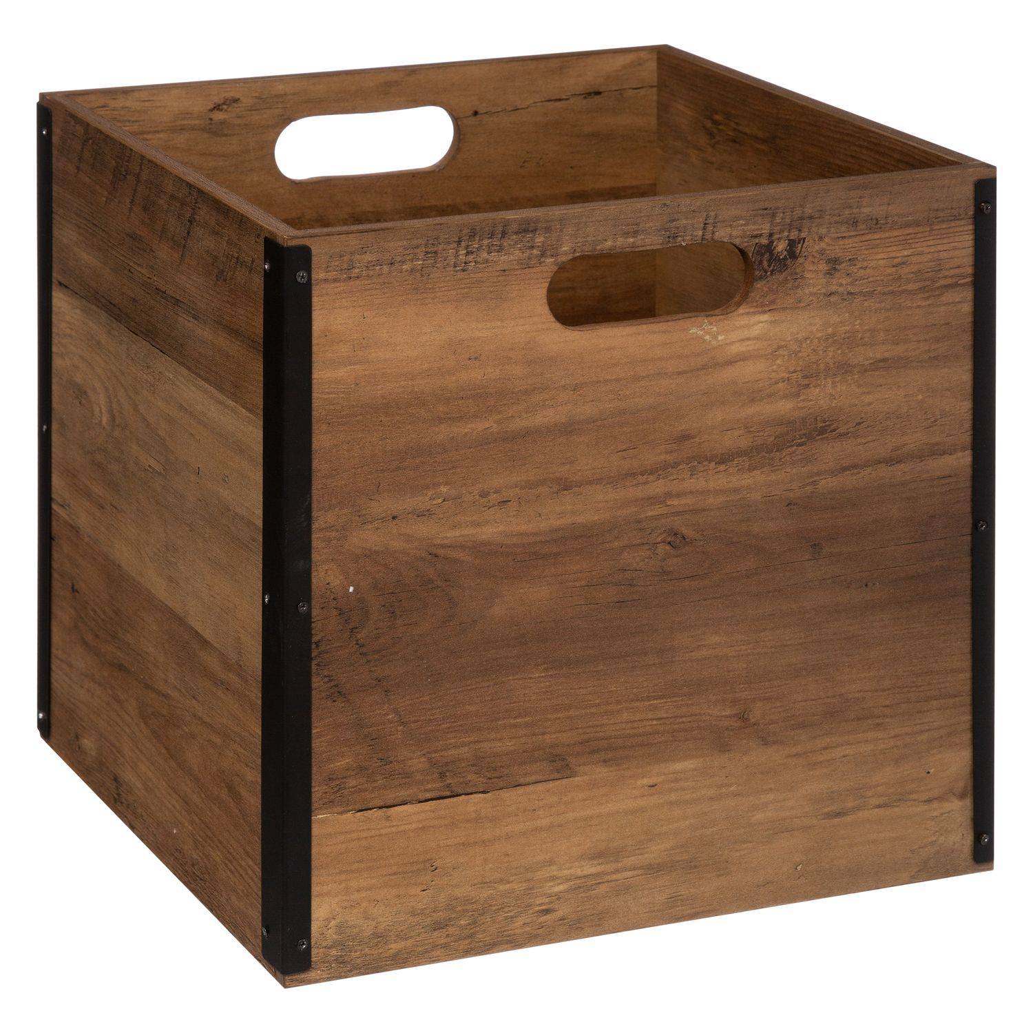 Boîte de rangement design en MDF effet bois - marron et noir - Five ...