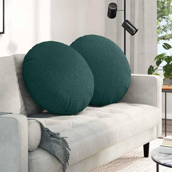 Coussins de siège 2 pcs Vert foncé Ø80 x 29 cm tissu Maison Chic - Image 2
