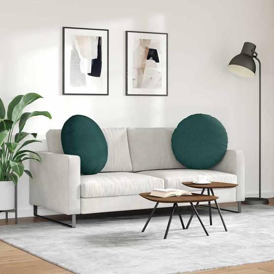 Coussins de siège 2 pcs Vert foncé Ø80 x 29 cm tissu Maison Chic - Image 4