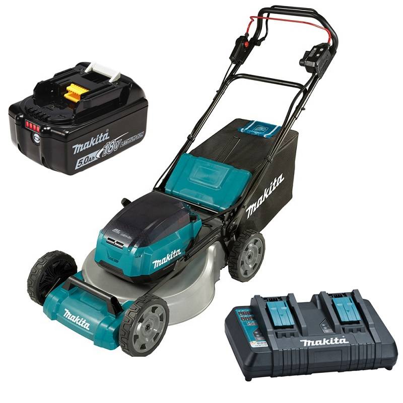 Makita - Tondeuse à gazon 2x18V LXT 46cm + 4 batteries 5Ah + chargeur - MAKITA - DLM465PT4 - Image 1