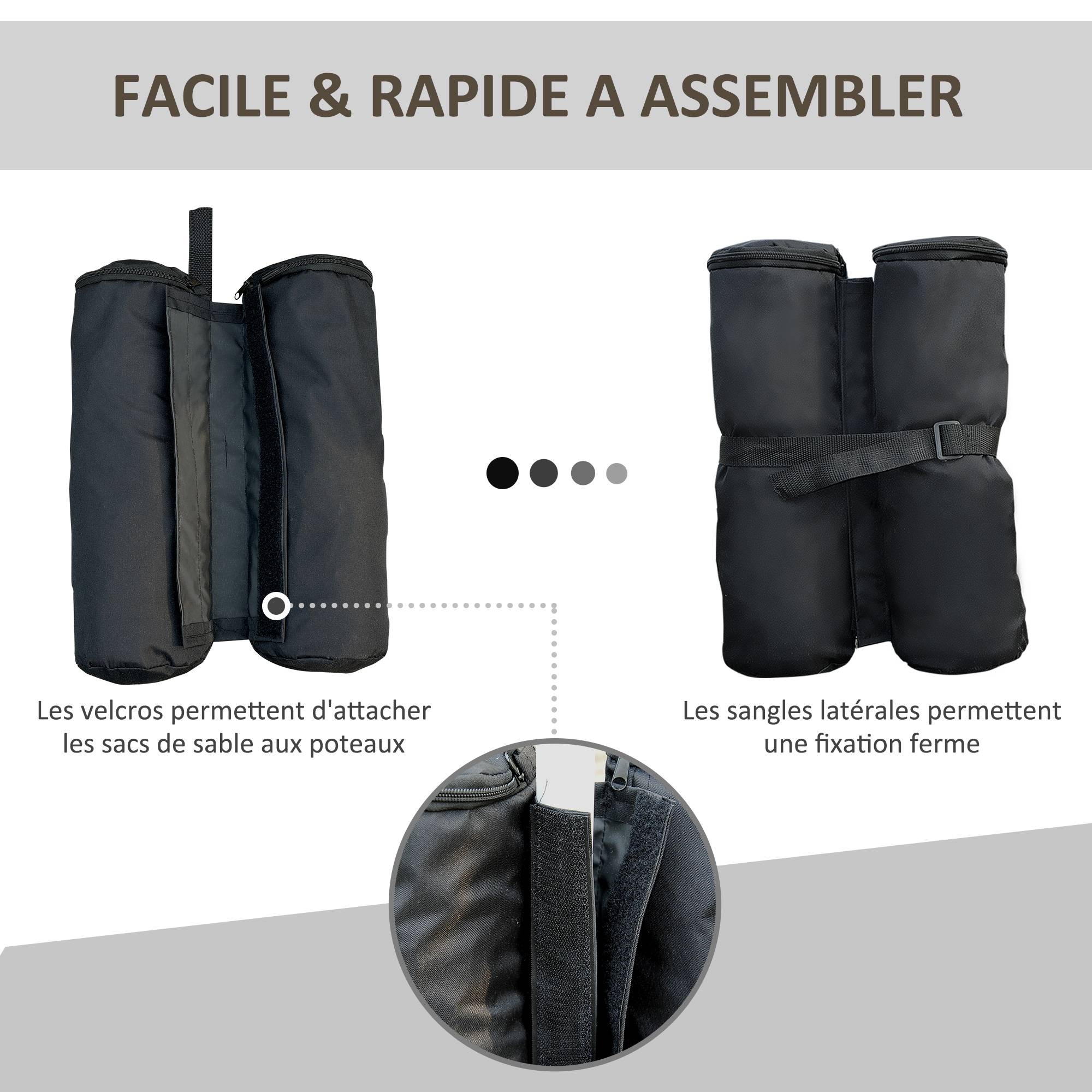 Sans Marque - Lot 4 sacs de lestage de fixation pour tonnelle parasol pavillon, poids de lestage de pavillon, volume max. 15 kg, noir - Image 7