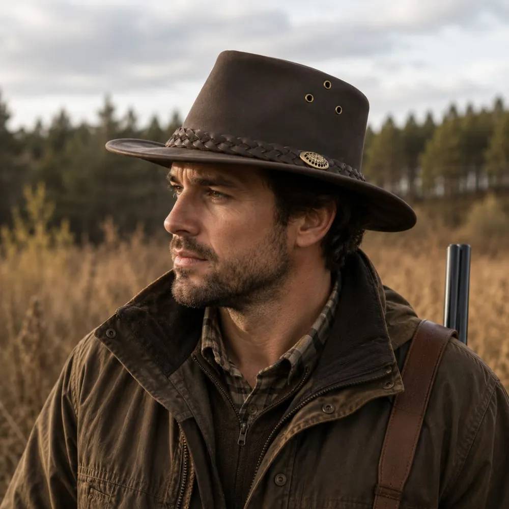 Chapeau chasse souple imperméable cuir velour marron 57 à 60 Ducatillon - Image 3