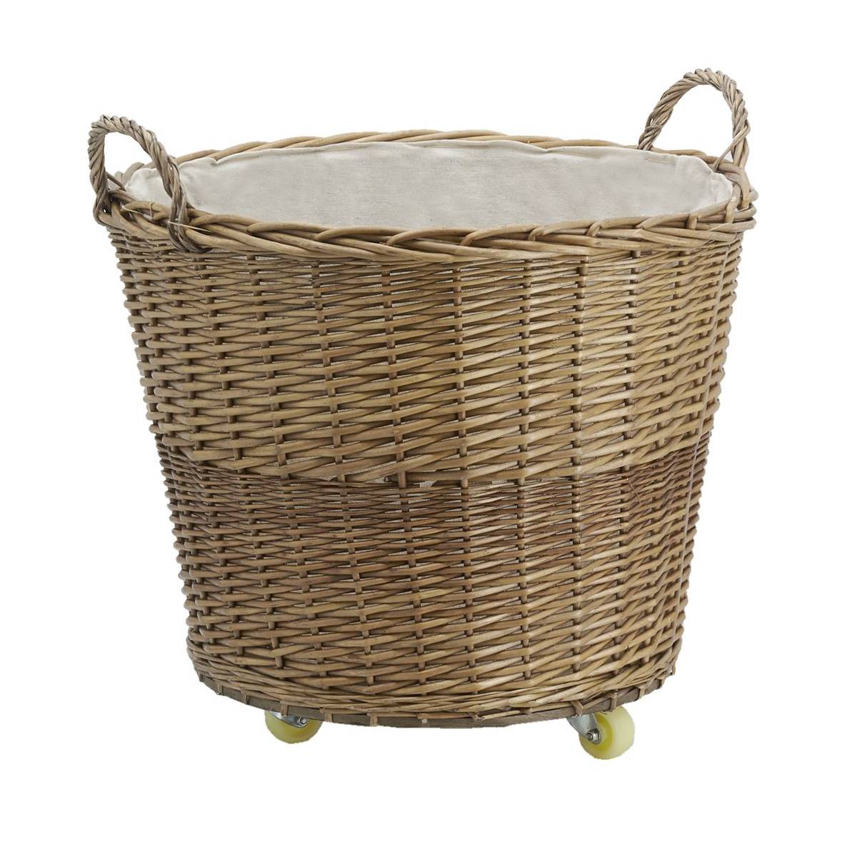 Aubry Gaspard - Corbeille à roulettes en osier avec doublure en jute Ronde - Image 1