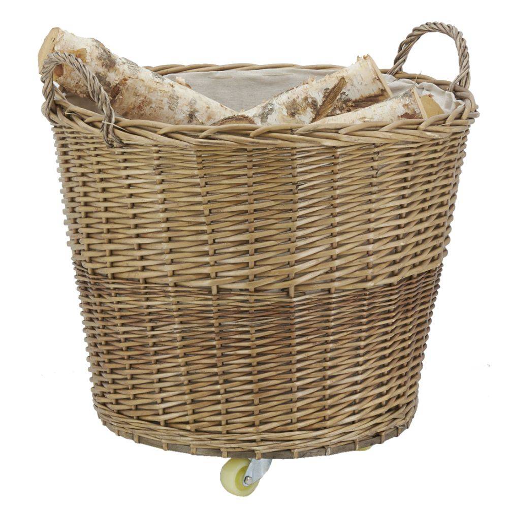 Aubry Gaspard - Corbeille à roulettes en osier avec doublure en jute Ronde - Image 4