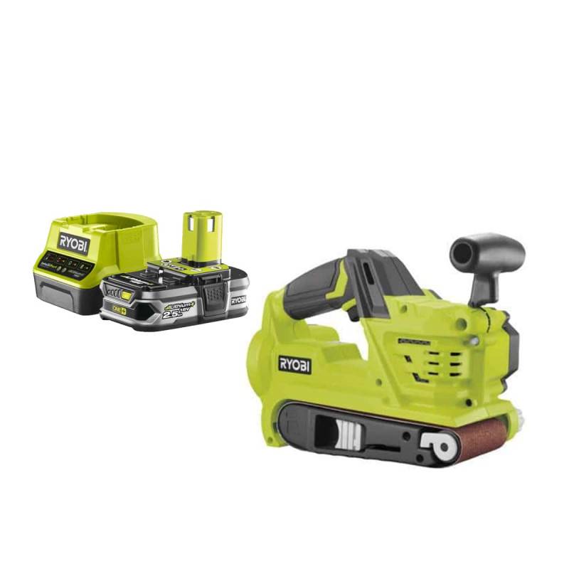 Ryobi - Pack RYOBI Ponceuse à bande 75 mm 18V One+ R18BS-0 - 1 Batterie 2.5Ah - 1 Chargeur rapide RC18120-125