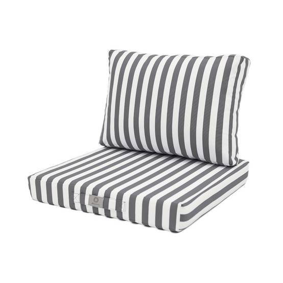 Coussins pour salon de jardin déhoussable 50x50cm Rayure gris foncé - Déco arts - Image 1