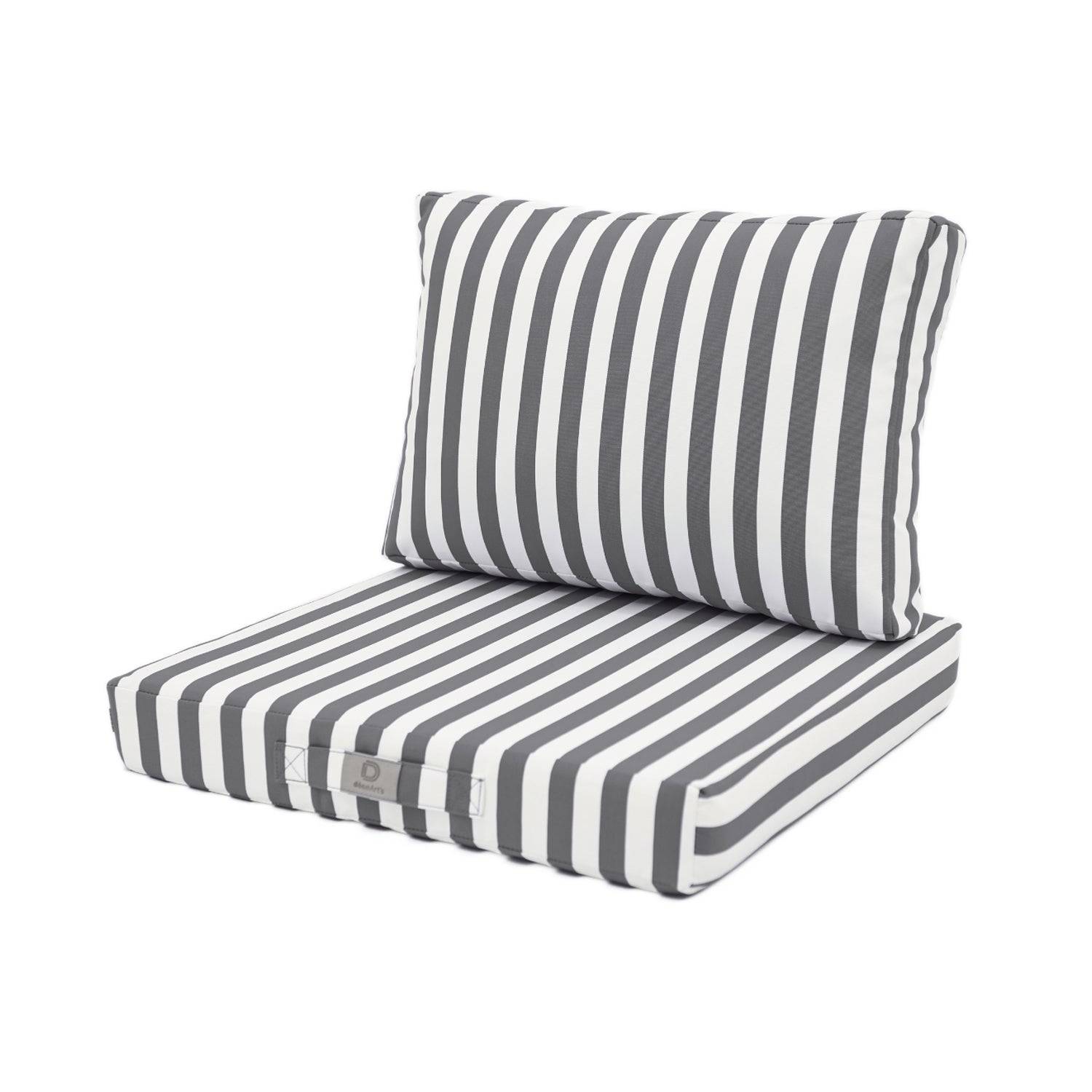 Coussins pour salon de jardin déhoussable 50x50cm Rayure gris foncé - Déco arts - Image 1