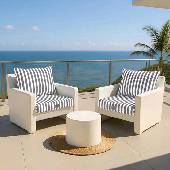 Coussins pour salon de jardin déhoussable 50x50cm Rayure gris foncé - Déco arts - Image 2