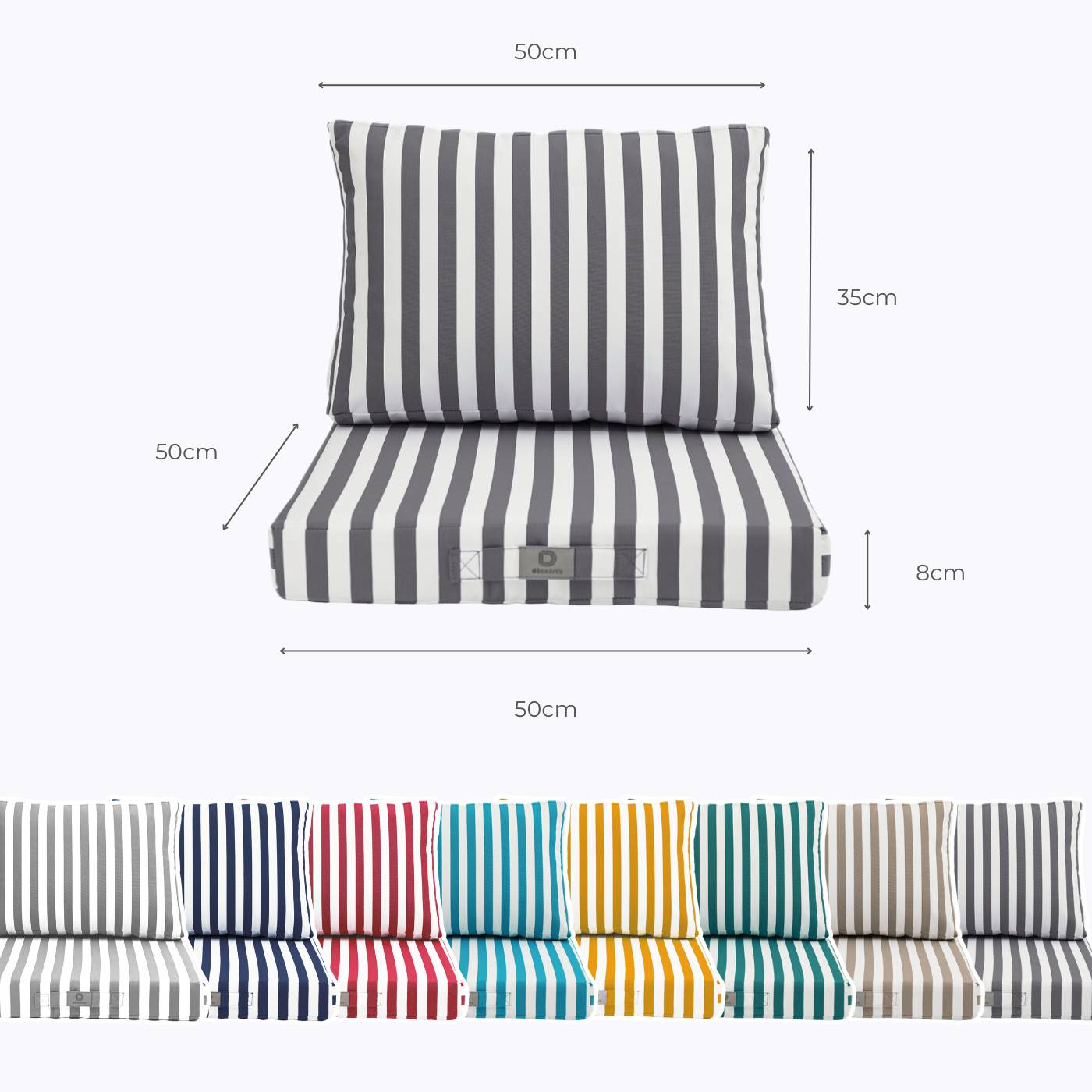Coussins pour salon de jardin déhoussable 50x50cm Rayure gris foncé - Déco arts - Image 5
