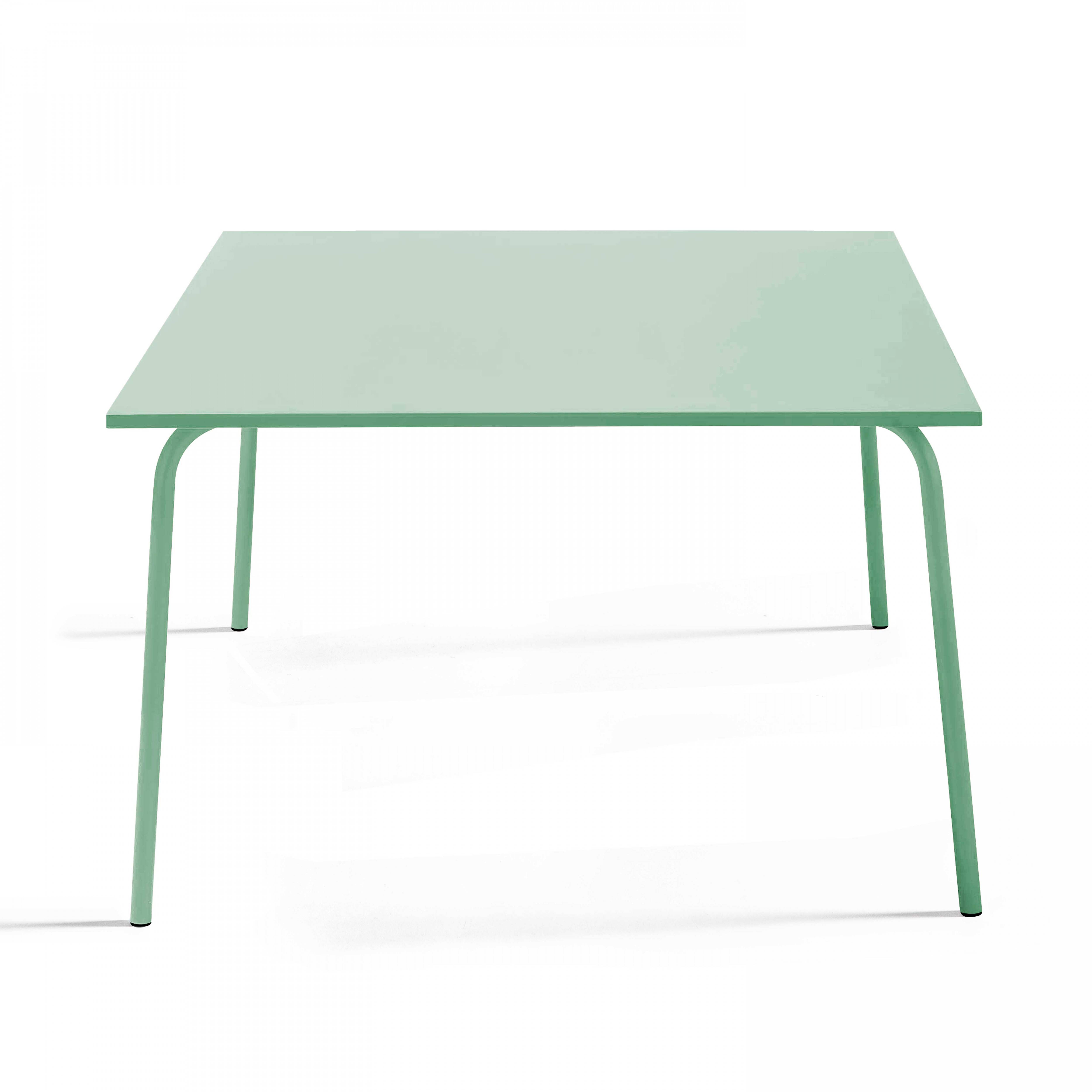 Oviala - Ensemble table de jardin carrée et 4 bancs en métal vert sauge Palavas - Oviala - Image 6