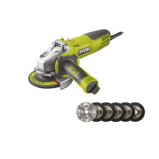 Ryobi - Pack RYOBI Meuleuse d'angle 1010W 125mm RAG1010-125SF - Kit 6 disques 125 mm - Image 1