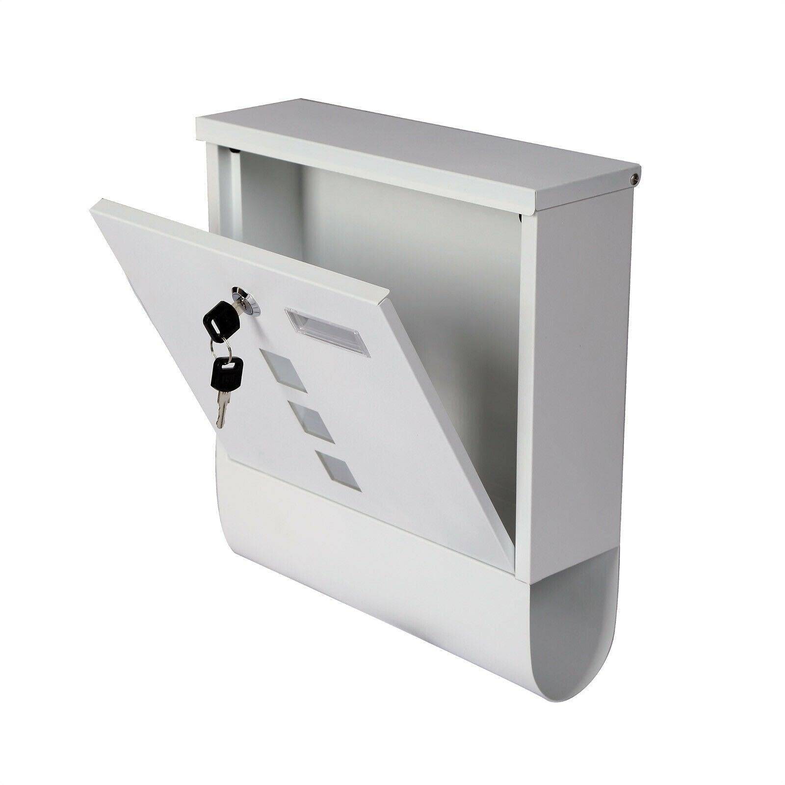 Helloshop26 - Boite aux lettres design murale compartiment journaux courrier acier inoxydable blanc - Image 1