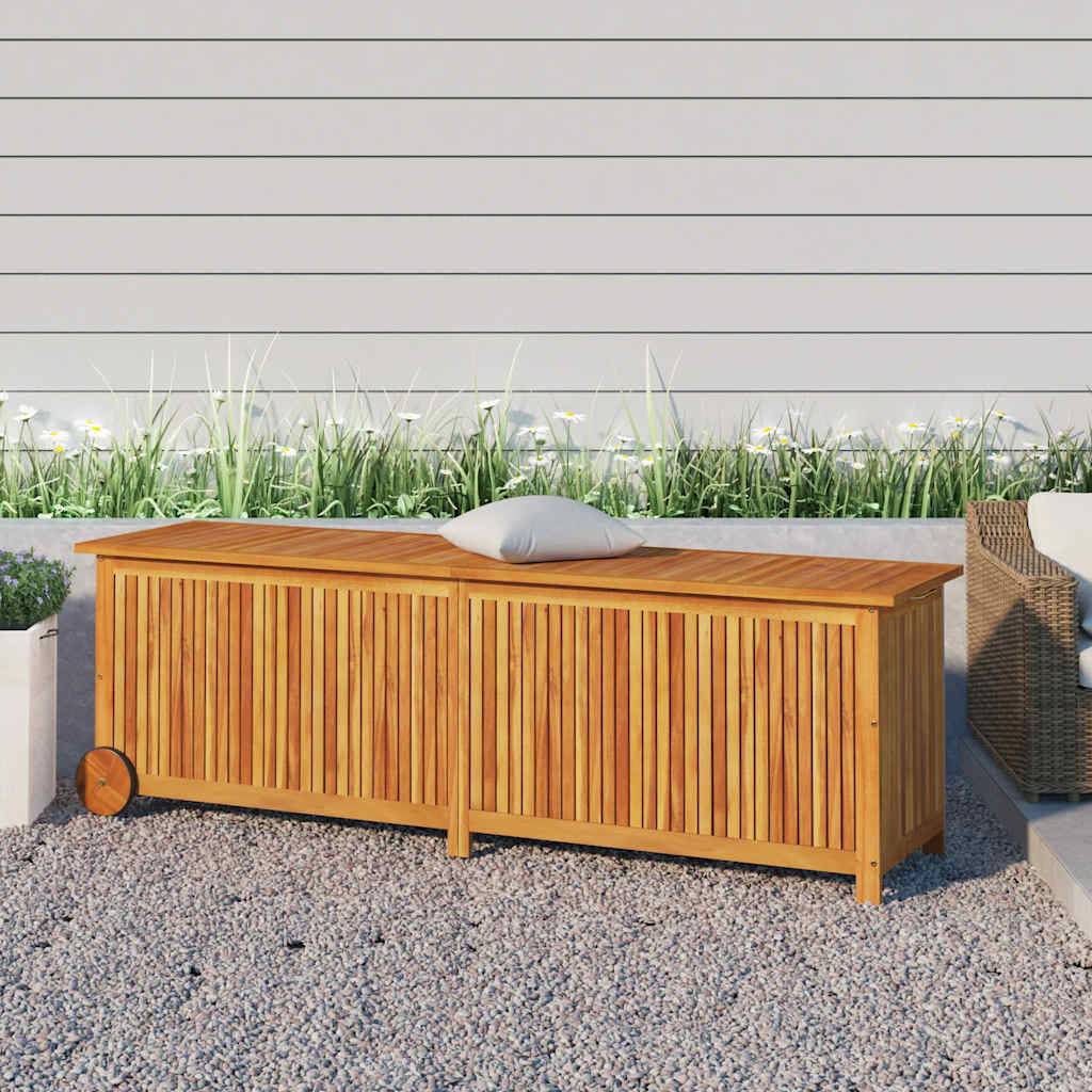 ComfortXL - Coffre de Rangement Bois d'Acacia avec Roues pour Jardin Terrasse Brun 150x50x58 cm – ComfortXL Outdoor Living - Image 1