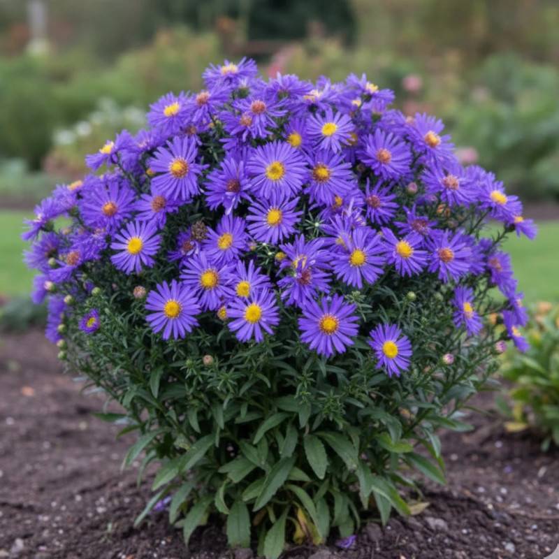 Aster d'automne Blue Alpis, Aster dumosus à fleurs Bleue - feuillage Caduc - Godet - 5/20 cm-  hauteur à maturité De 0,50 m à 1,00 m - Image 2