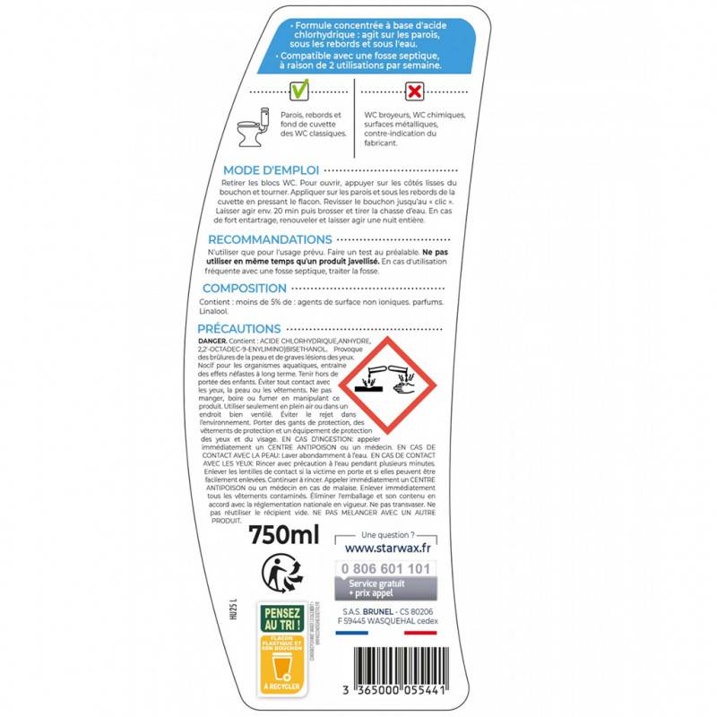 Starwax - Détartrant décapant surpuissant gel pour WC 750ml STARWAX - Image 2