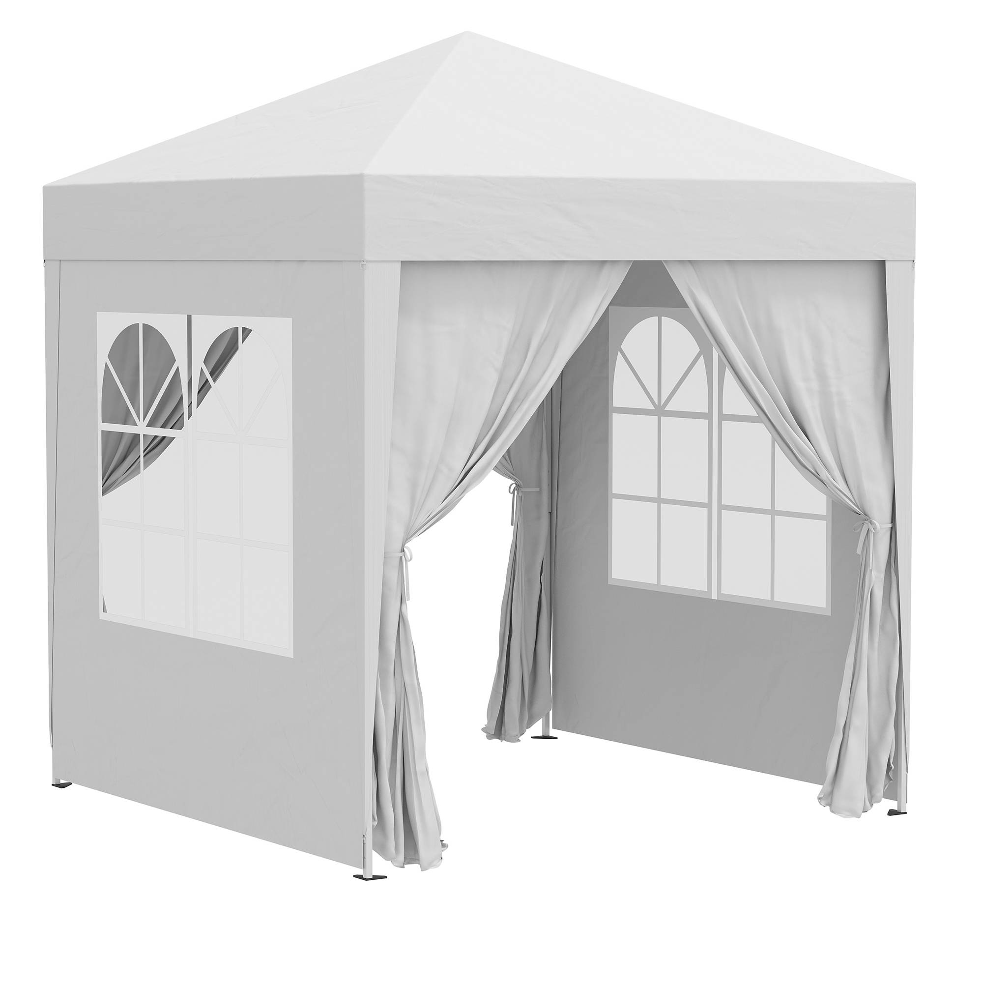 Tonnelle de jardin 2x2m avec 4 parois latérales en tissu Oxford, 2 portes, 2 fenêtres et sac de transport imperméable, blanche - Image 2
