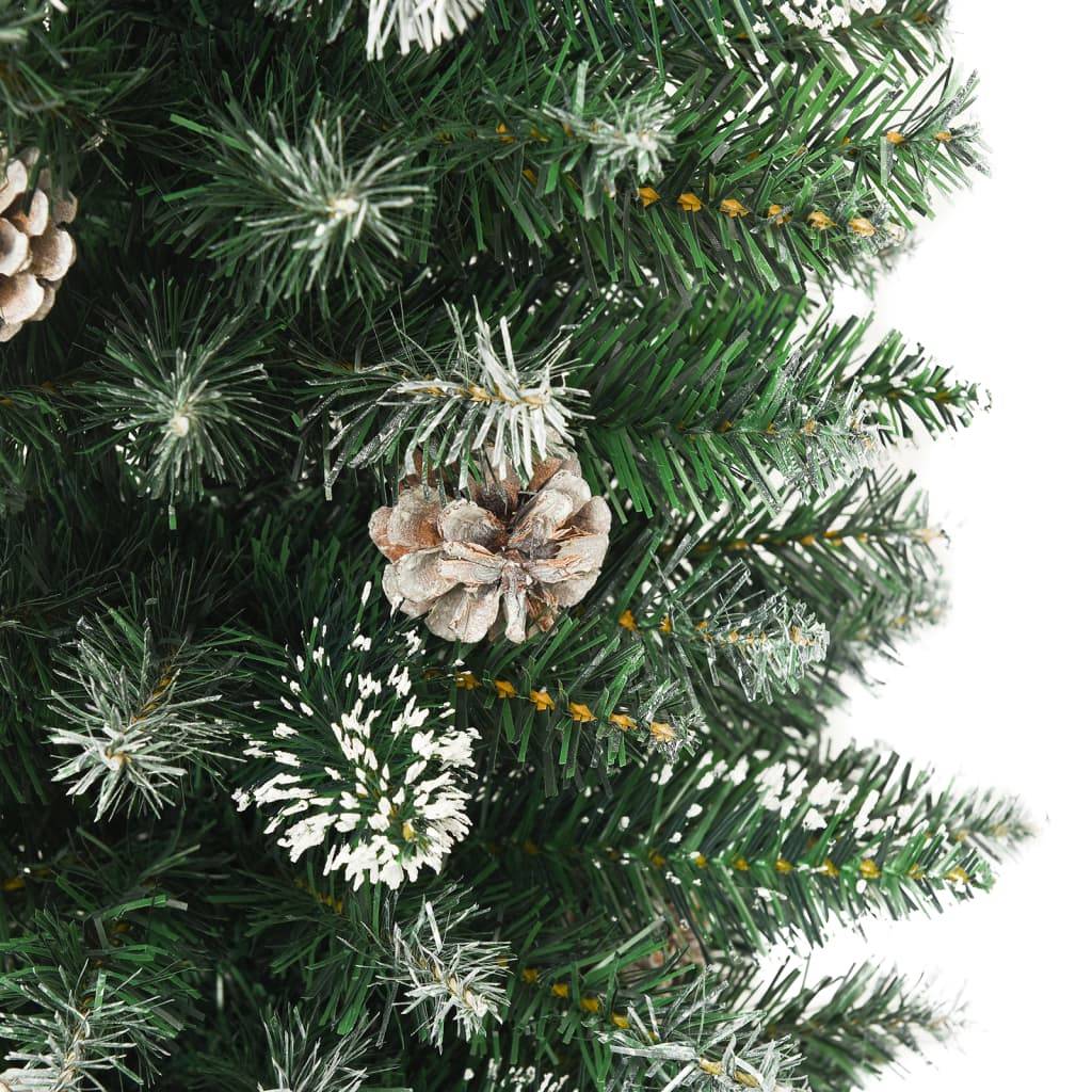 ComfortXL - Sapin de Noël Mince Floqué 210 cm PVC avec Pommes de Pin pour Petits Espaces – ComfortXL Outdoor Living - Image 4