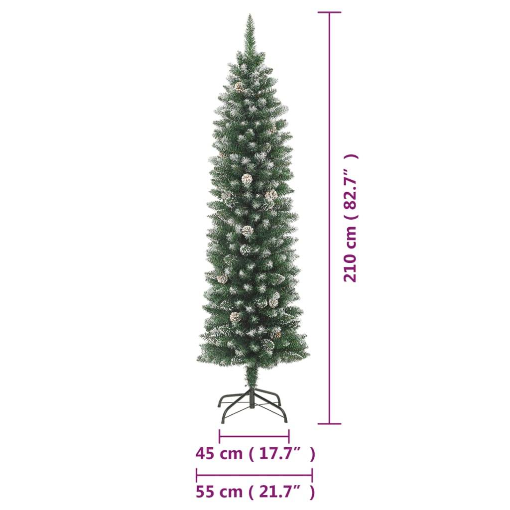 ComfortXL - Sapin de Noël Mince Floqué 210 cm PVC avec Pommes de Pin pour Petits Espaces – ComfortXL Outdoor Living - Image 8
