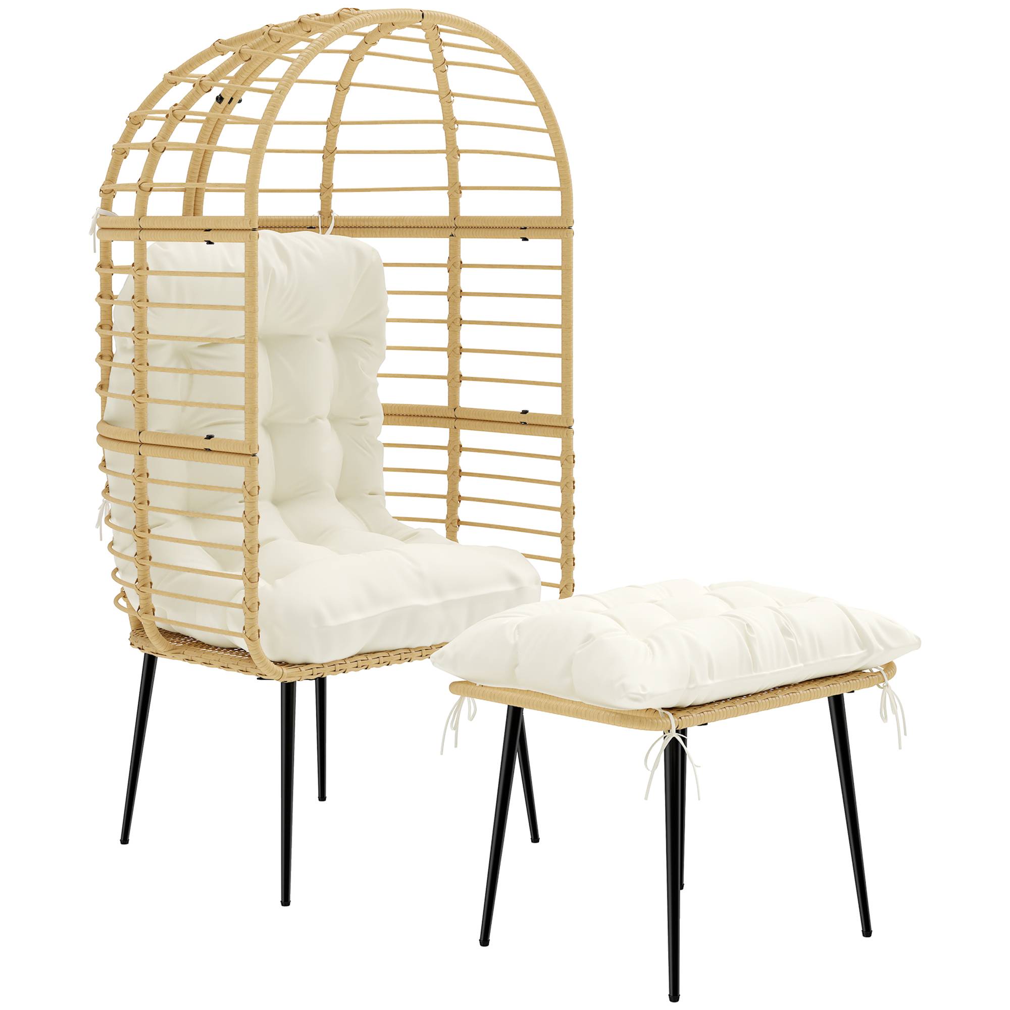 Fauteuil de jardin avec repose-pieds résine tressée beige 76 x 65 x 147 cm - PANGIVO - Image 1
