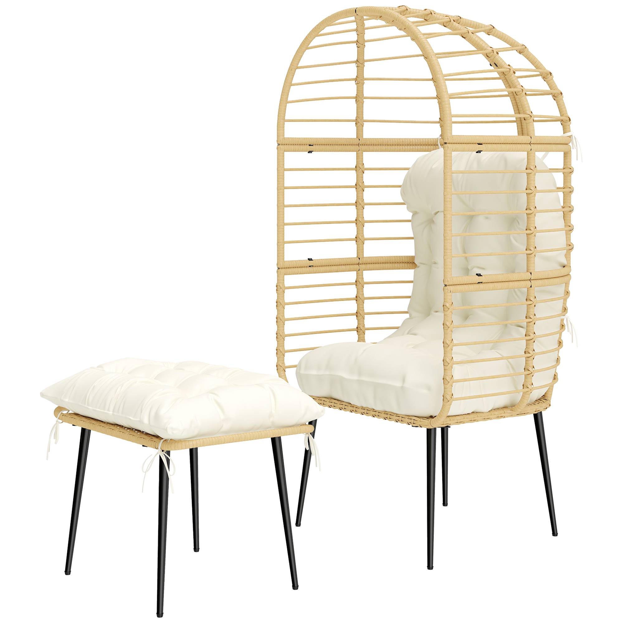 Fauteuil de jardin avec repose-pieds résine tressée beige 76 x 65 x 147 cm - PANGIVO - Image 2