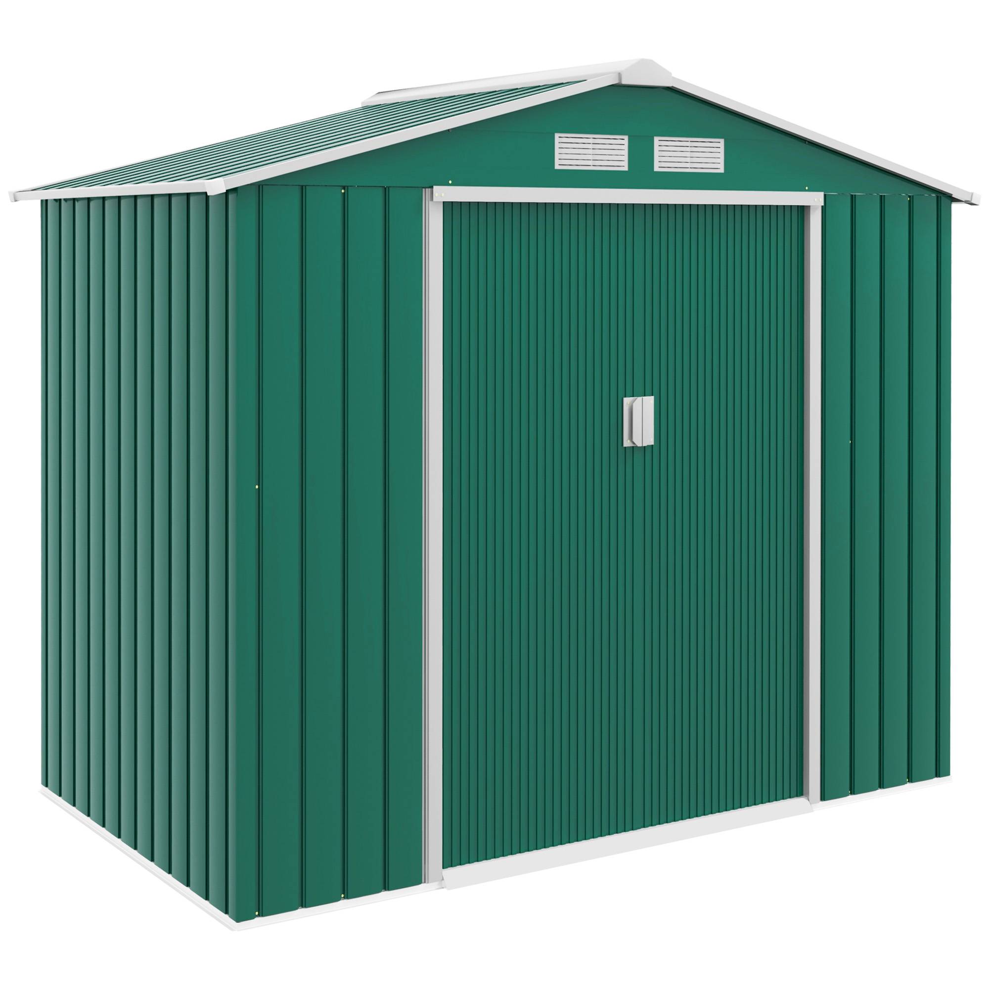 Sans Marque - Abri de Jardin 2,42 m² - Remise pour Outils avec kit de fondation - cabanon Porte verrouillable - dim. 213L x 130l x 185H cm - tôle d'acier Vert - Image 1