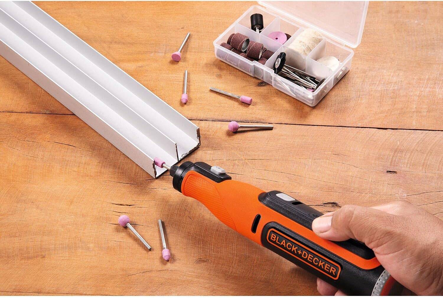 Outil multifonction rotatif 7,2 V - BLACK+DECKER - avec 1 batterie 1.5 Ah + 50 accessoires - coffret - BCRT8IK-XJ - Image 9