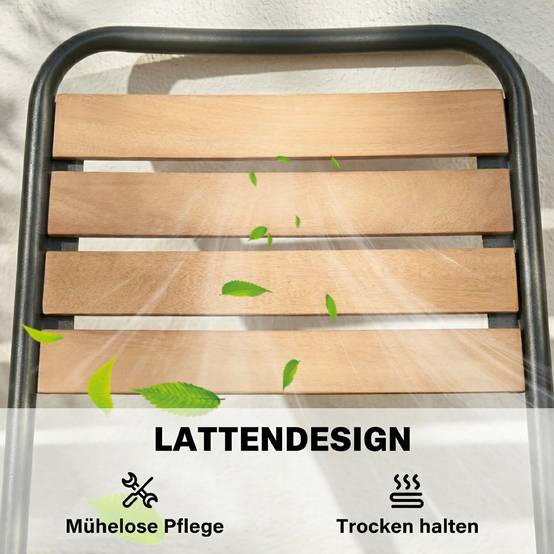 Lot de 2 chaises de jardin empilables en acier et bois, structure étanche, charge maximale 160 kg - Image 7