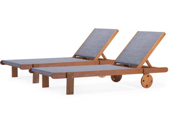 Lot De 2 Bains De Soleil En Bois Exotique "saïgon" - Maple - Gris -habitat Et Jardin - Image 1