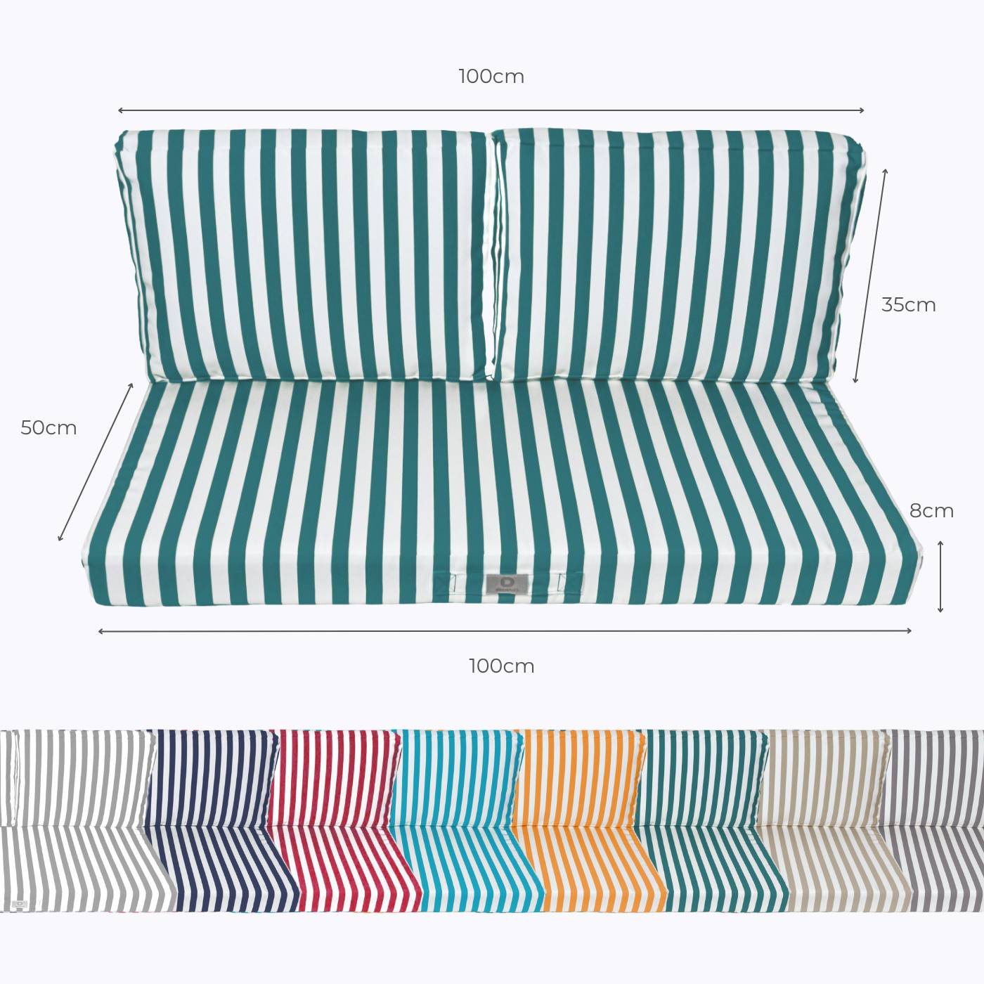 Coussins pour salon de jardin déhoussable 100x50cm Rayure vert - Déco arts - Image 5
