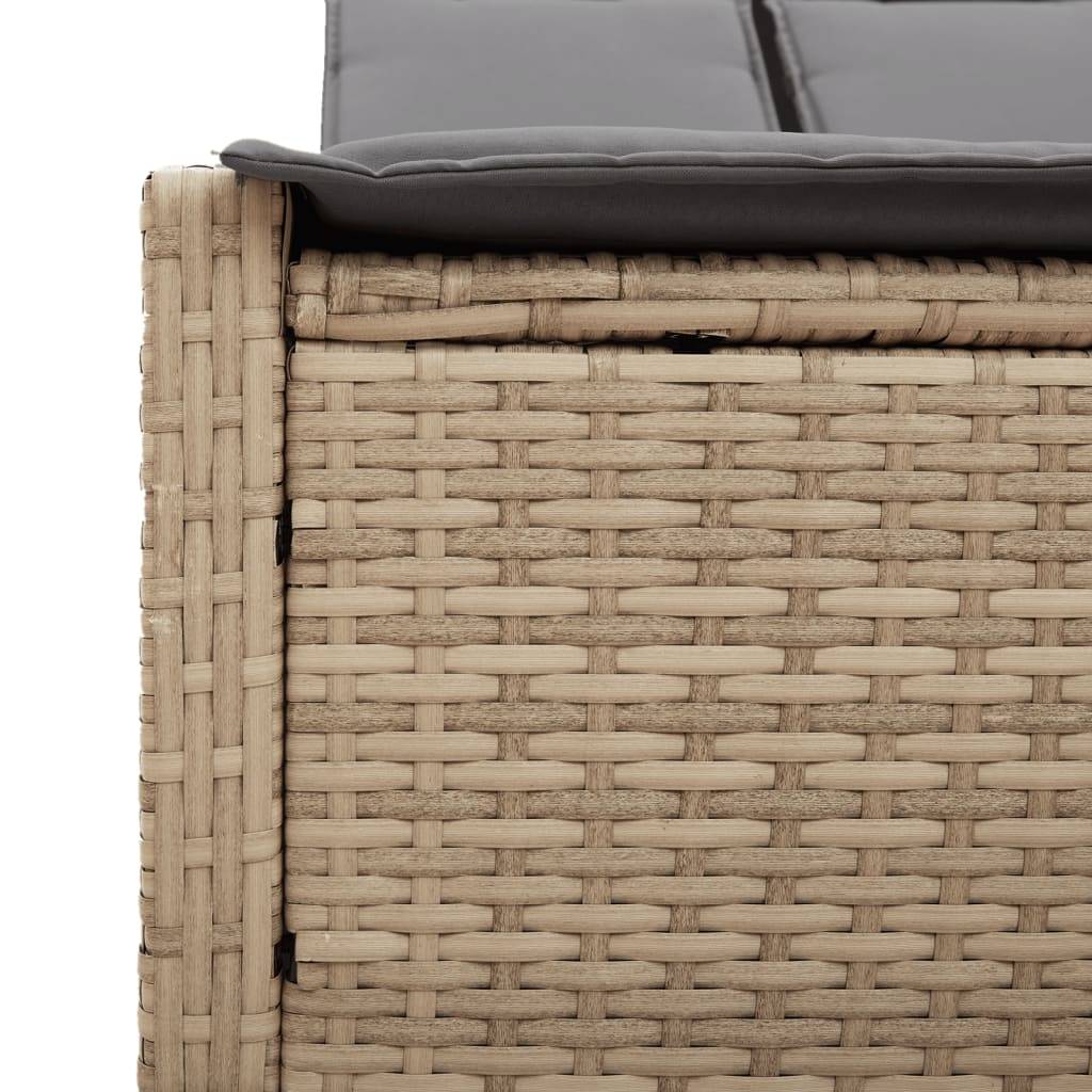 Chaise longue | Transat | Bain de soleil double avec coussins beige résine tressée - Image 7