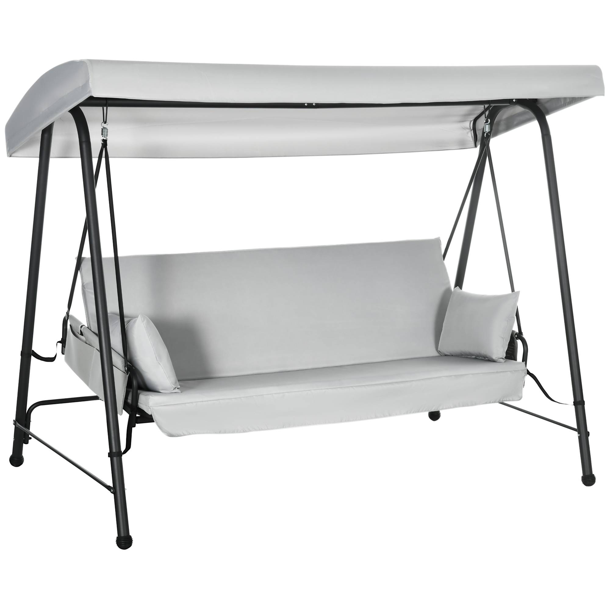 Outsunny - Balancelle de jardin 3 places convertible auvent réglable épais coussins amovibles polyester acier époxy gris clair - Outsunny - Image 1