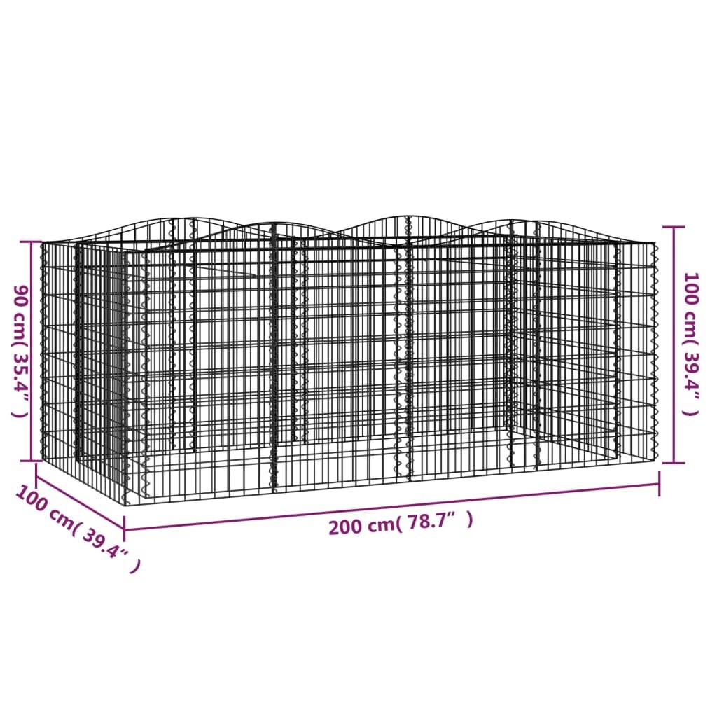 Vidaxl - Lit surélevé à gabions arqué 200x100x100 cm Fer galvanisé vidaXL 153554 - Image 3