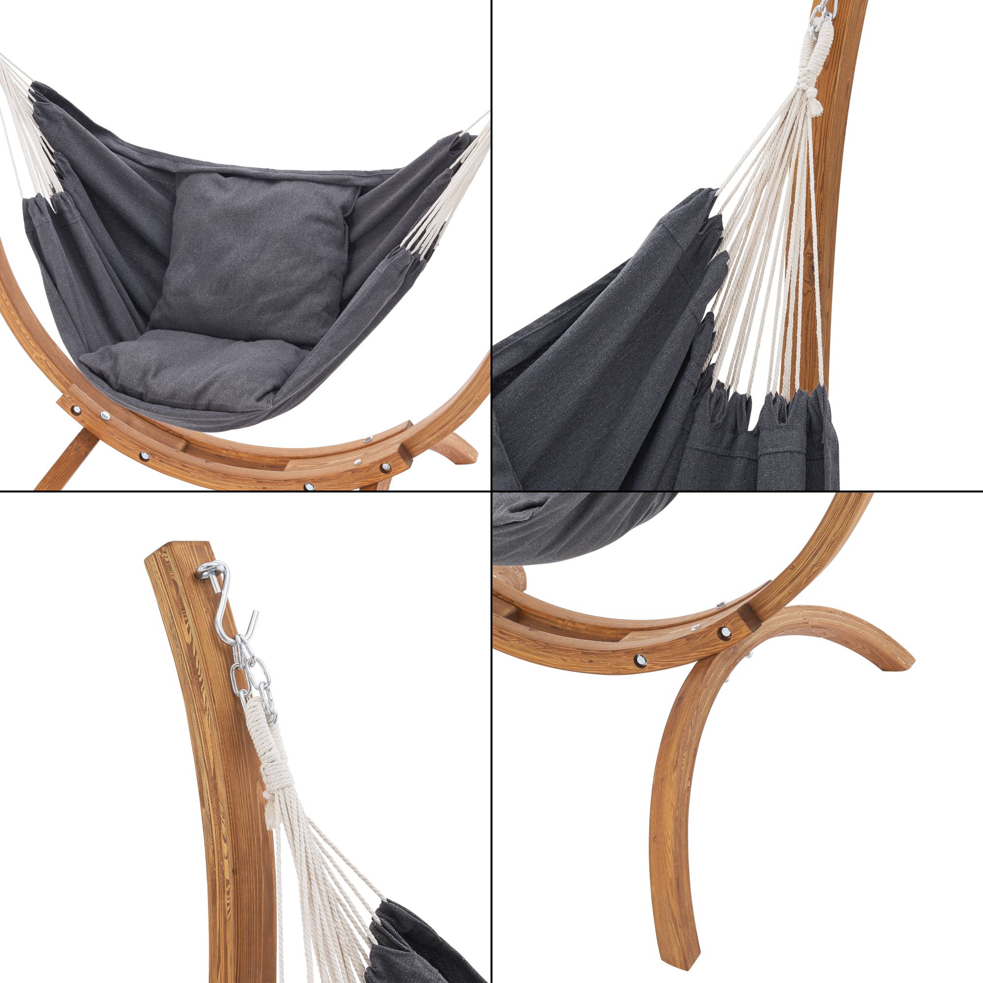 Hamac avec Cadre en Bois Grevena 155 x 106 x 143 cm [en.casa] - Image 7