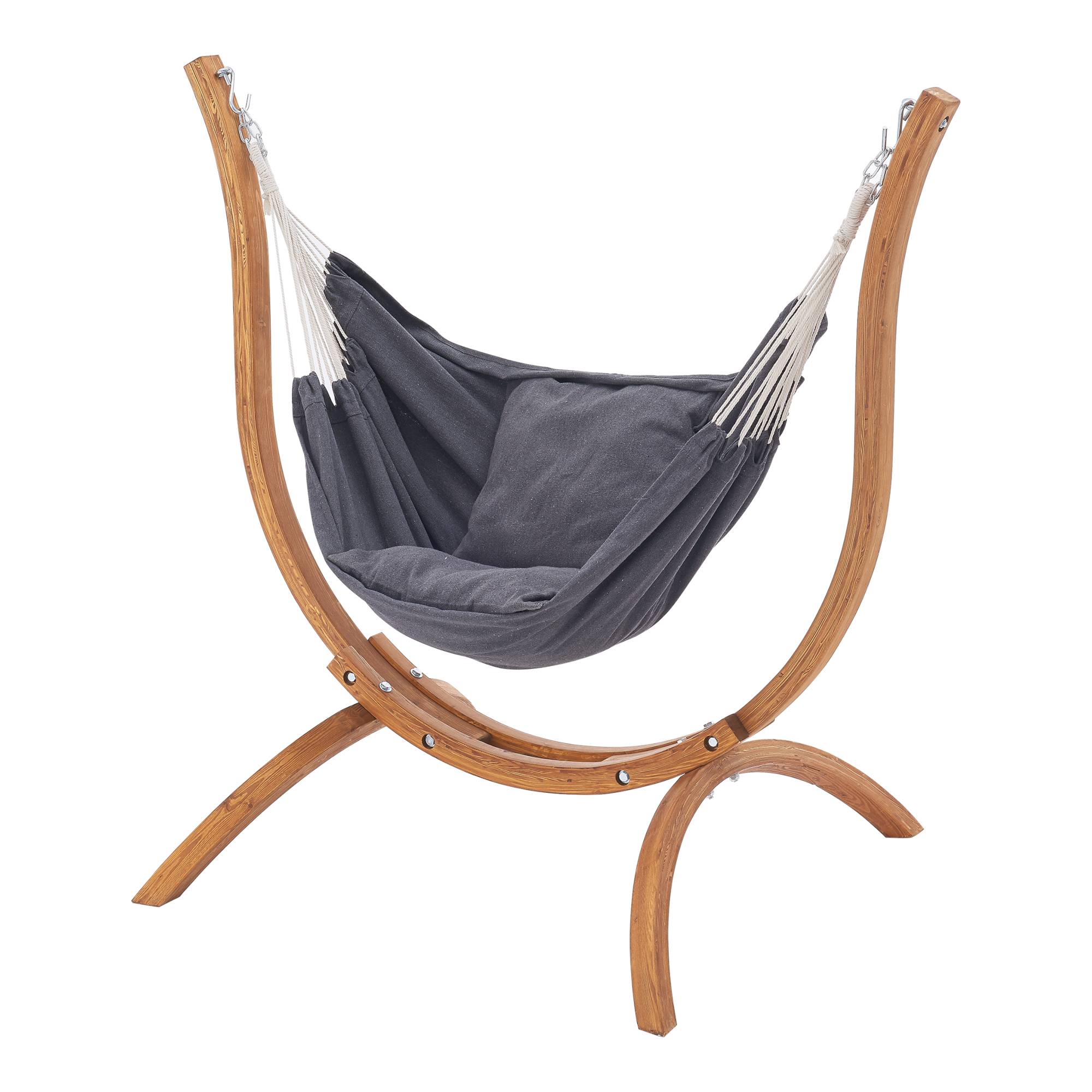 Hamac avec Cadre en Bois Grevena 155 x 106 x 143 cm [en.casa] - Image 1