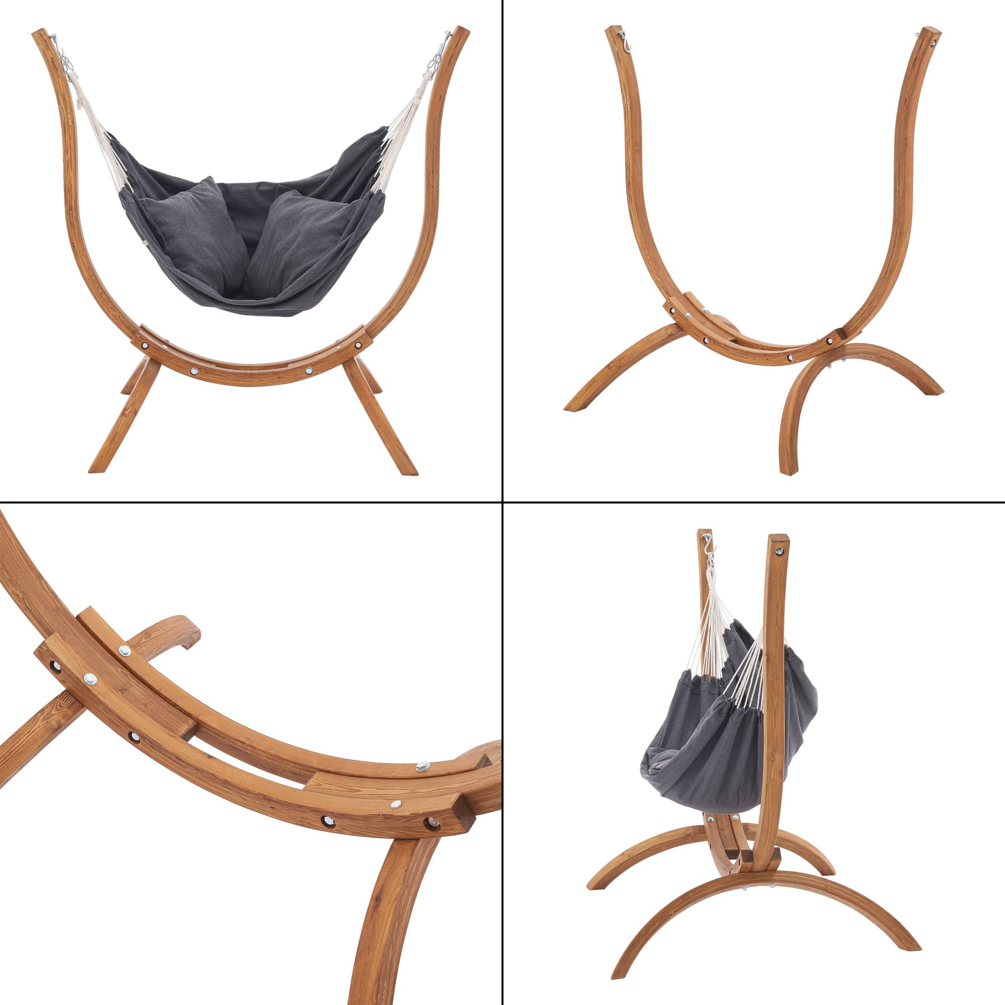 Hamac avec Cadre en Bois Grevena 155 x 106 x 143 cm [en.casa] - Image 6