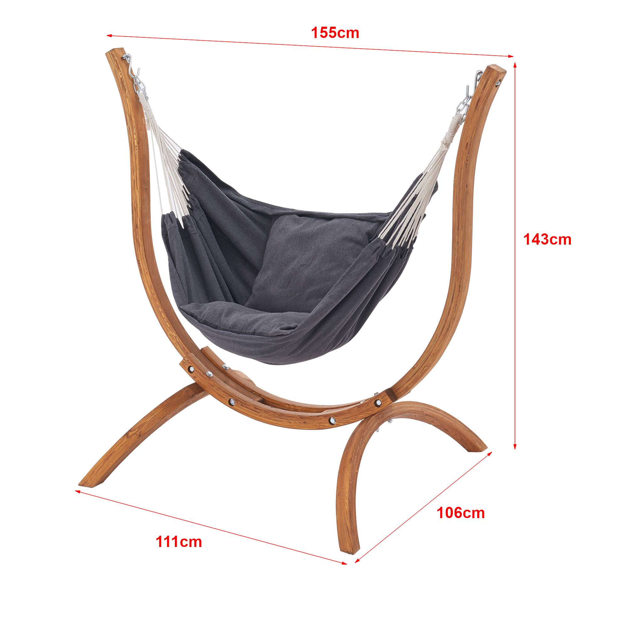 Hamac avec Cadre en Bois Grevena 155 x 106 x 143 cm [en.casa] - Image 3