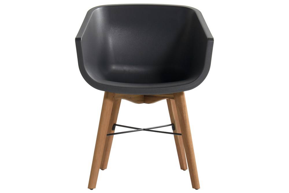 Châlet-Jardin - Lot de 2 chaises Amalia Eucalyptus en résine - pieds en bois - Anthracite Chalet & Jardin - Image 1