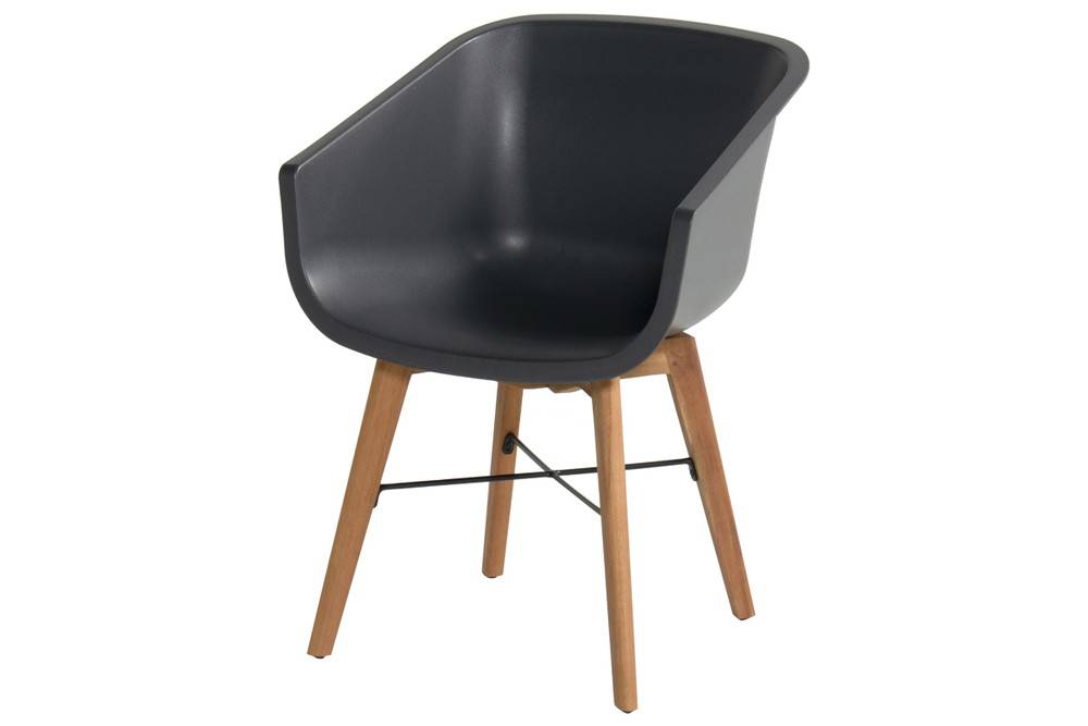 Châlet-Jardin - Lot de 2 chaises Amalia Eucalyptus en résine - pieds en bois - Anthracite Chalet & Jardin - Image 2