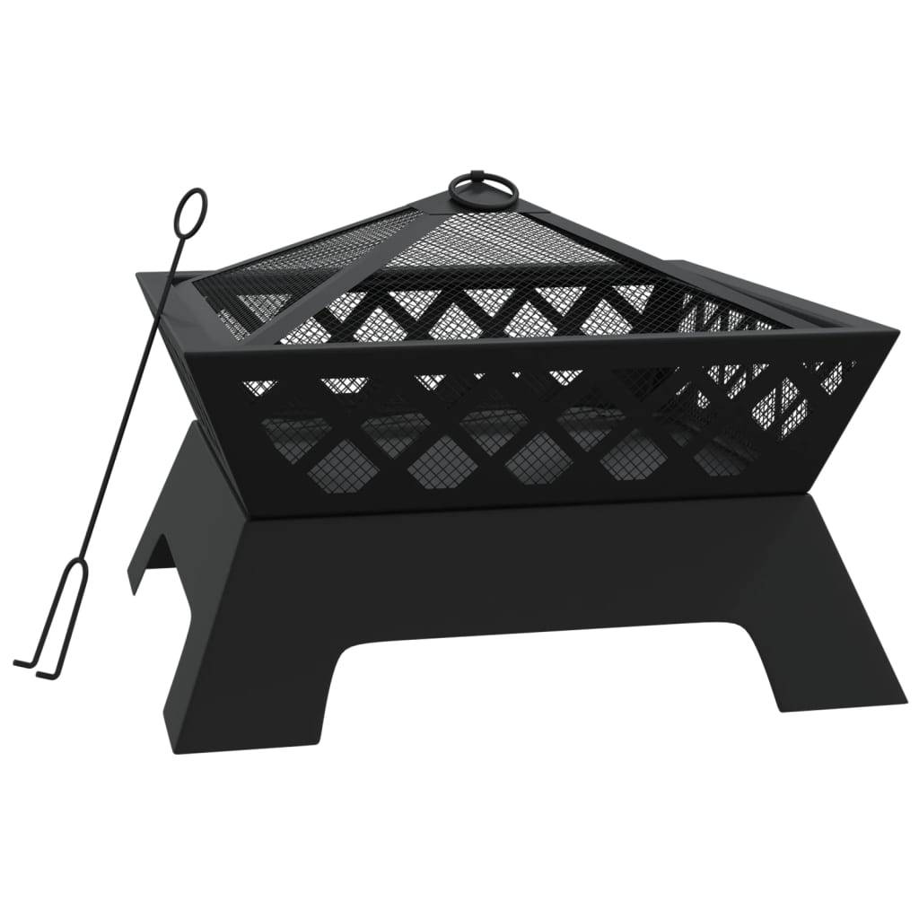 ComfortXL - Brasero Foyer Carré Bas 50cm en Acier pour Jardin et Terrasse Noir – ComfortXL Outdoor Living - Image 2