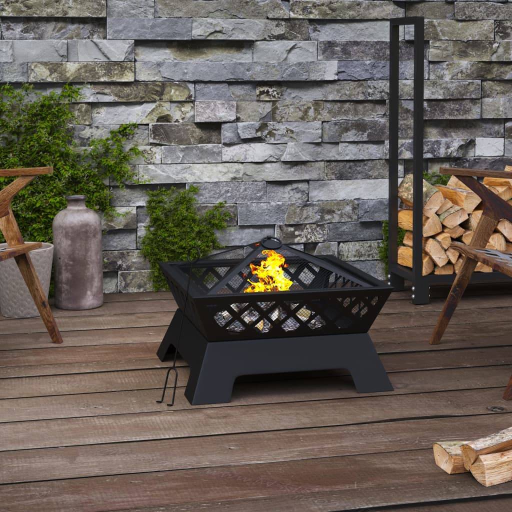 ComfortXL - Brasero Foyer Carré Bas 50cm en Acier pour Jardin et Terrasse Noir – ComfortXL Outdoor Living - Image 1