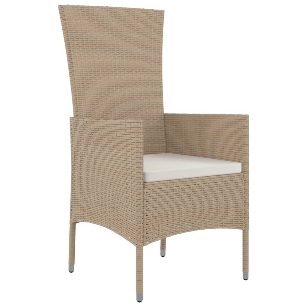 Lot de 4 Fauteuils de Jardin Résine Tressée et Bois pour Repas en Extérieur Beige – ComfortXL Outdoor Living - Image 3